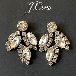 NEW J. Crew Crystal Leaf Stud Earrings